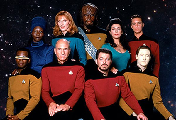A press still of Star Trek: The Next Generation featuring the main cast.